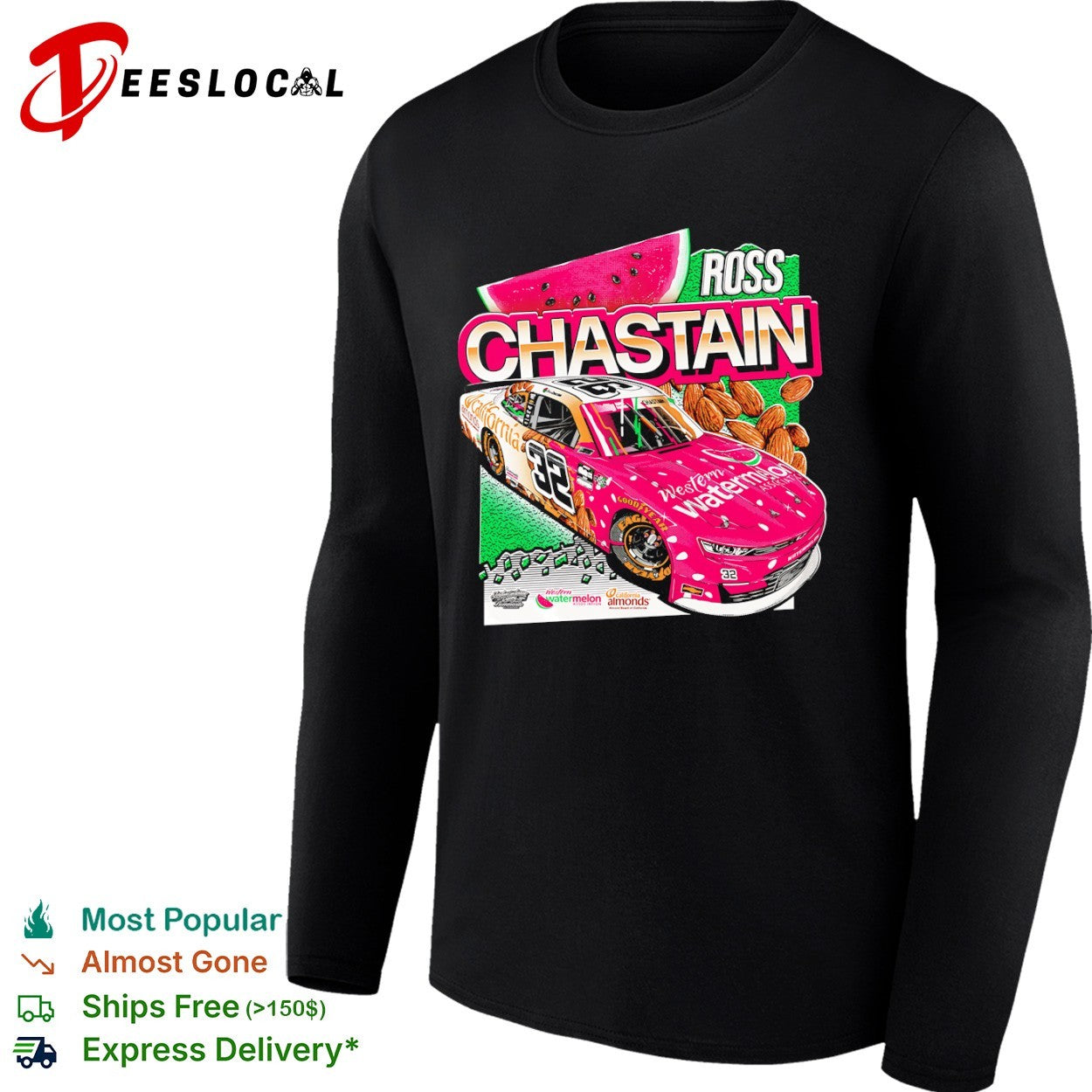 Ross Chastain 32 Watermelon Pink Race Car California Almonds Shirt