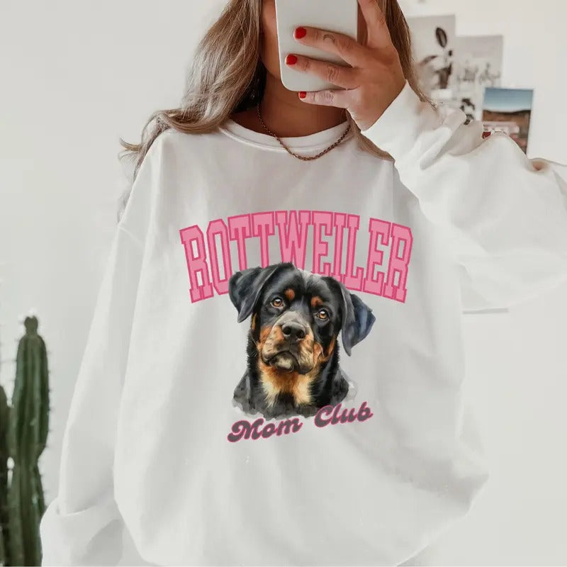 Rottweiler Mom Club Sweatshirt ~ Sweatshirt Unisex Apparel Relaxed Fit Printed in the USA Clothing Womenswear Casual and...