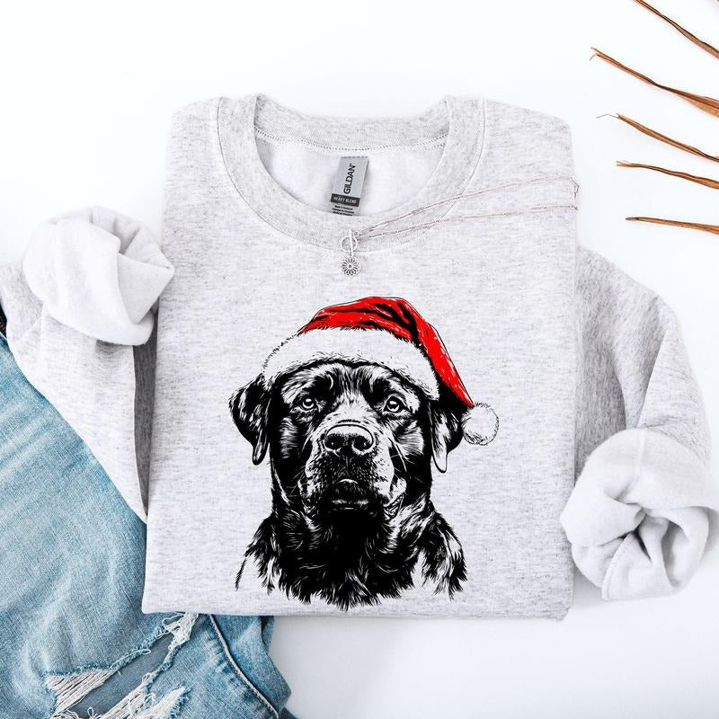 Rottweiler, Santa, Dog, Christmas, Dog Lover, Pet Sweatshirt, Crew Neck, Women's, Crewneck Shirt Hoodie | PrintMintTees.com