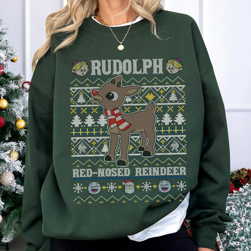 Rudolph Christmas Ugly Sweatshirt, Christmas Cartoon Rudolph Tee Shirt, Rudolph Red Nosed Reindeer T-Shirt, A Bit Of A...