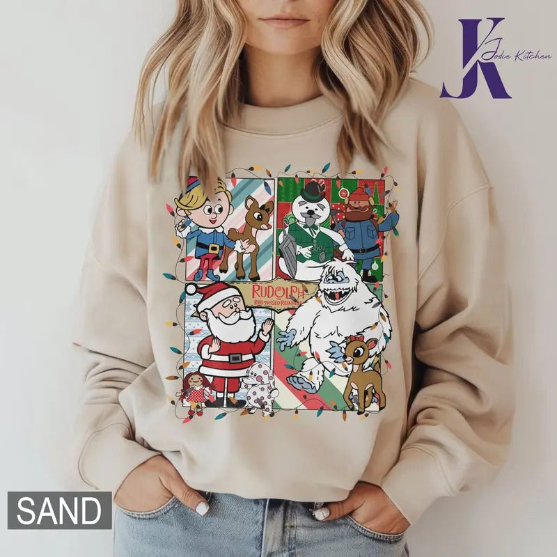 Rudolph Red Nosed Christmas Shirt, A Bit Of A Misfit Sweatshirt, Rudolph Movie Characters Sweatshirt, Christmas Cute...