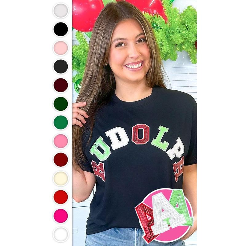 Rudolph Sequin Christmas Graphic T-Shirt Hoodie Sweatshirt | PrintMintTees.com