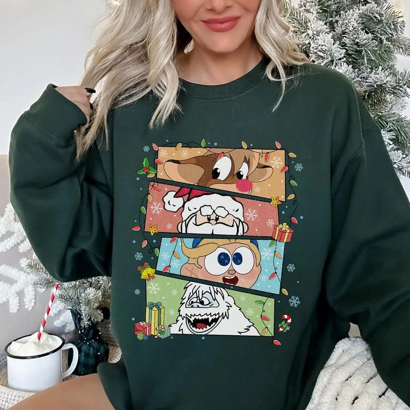 Rudolph The Red Nosed Reindeer Christmas Shirt, Rudolph Reindeer Sweatshirt, Christmas Friends Cartoon T-Shirt, Christmas...