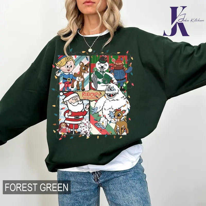 Rudolph The Red Nosed Reindeer Christmas Sweatshirt, Rudolph Xmas Sweatshirt, Rudolph Christmas Shirt, Vintage Christmas...