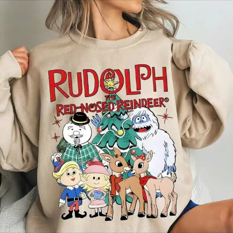 Rudolph The Red Nosed Reindeer Sweatshirt Christmas Sweatshirt, Rudolph Xmas Sweatshirt Vintage Christmas Movie Shirt For...