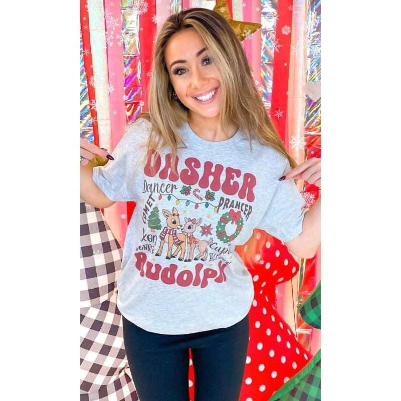 Rudolph and Reindeer Christmas Graphic T-Shirt Hoodie Sweatshirt | PrintMintTees.com