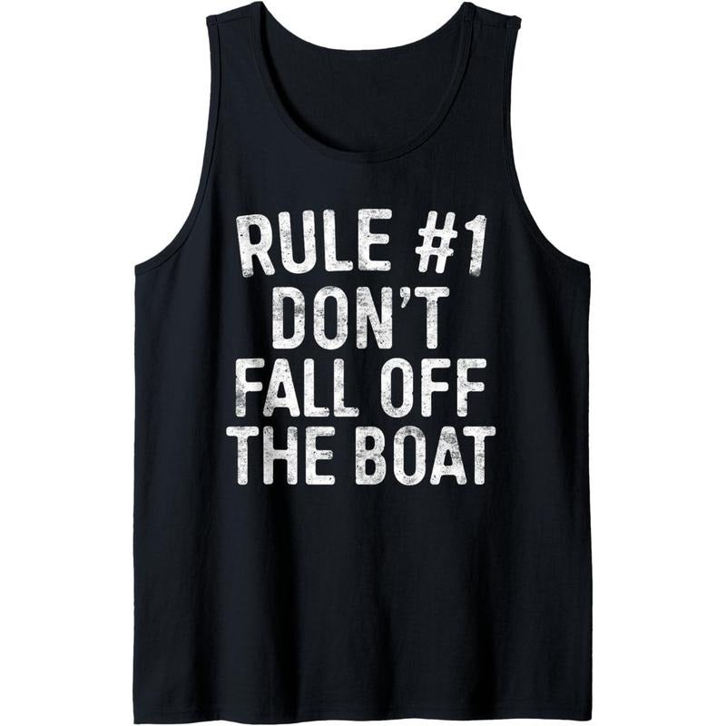 Rule #1 Don't Fall Off The Boat T-Shirt Cruise Vacation Tank Top Made in USAstyle{n002}2 Hoodie Sweatshirt