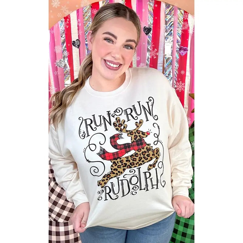 Run Run Rudolph Christmas Graphic Sweatshirt Shirt Hoodie | PrintMintTees.com