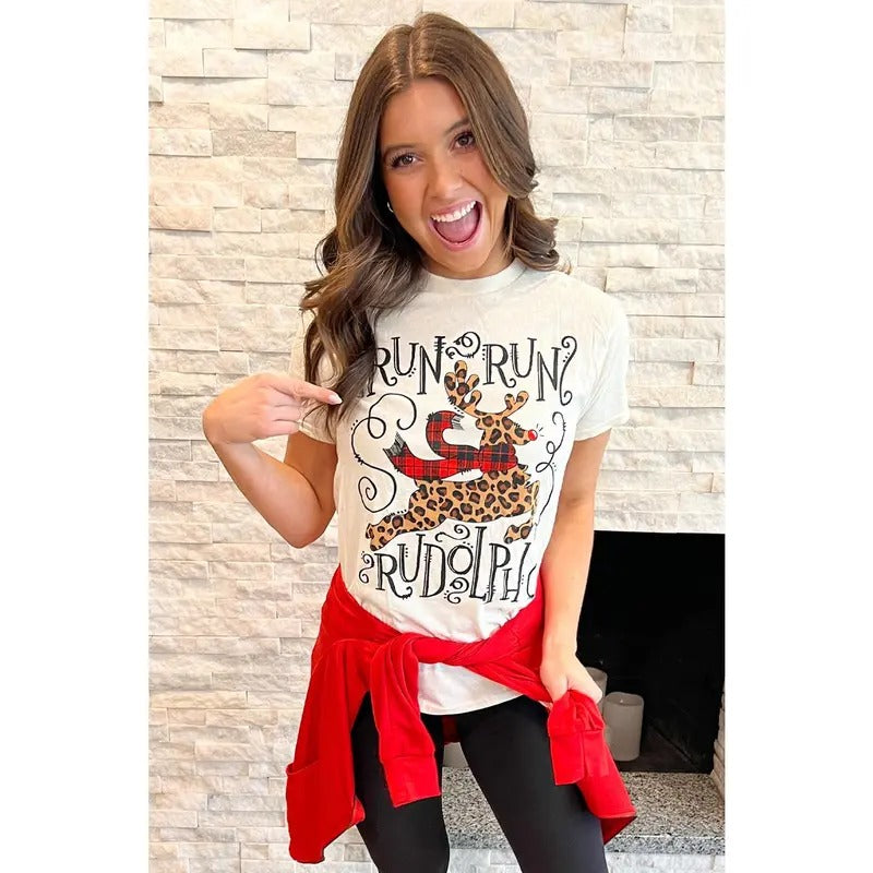 Run Run Rudolph Christmas T-Shirt Hoodie Sweatshirt | PrintMintTees.com
