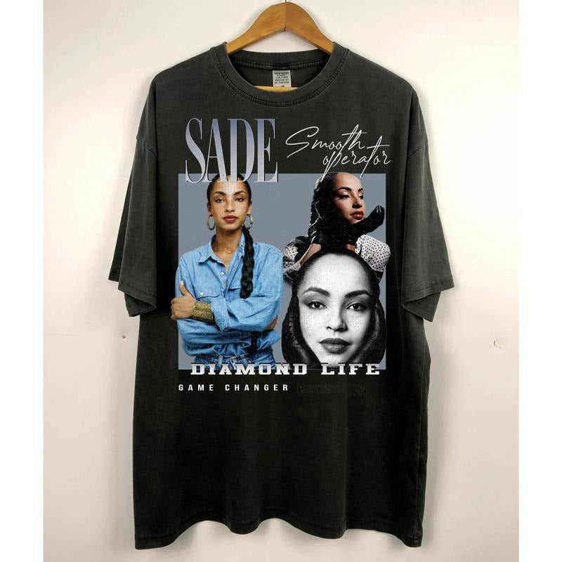 SADE Vintage Graphic Tee - Short Sleeve Crewneck T-Shirt with Graphic Design Featuring Sade Adu and Music Themes Hoodie...