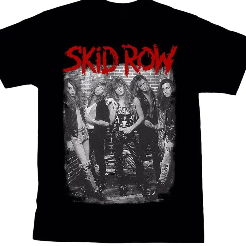 SKID ROW-American Black Short Sleeve Cotton T-shirt Size S-3XL Hoodie Sweatshirt | PrintMintTees.com