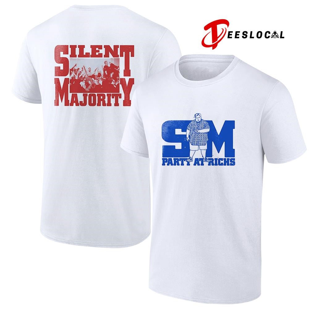 SM party at richs silent majority graphic shirt