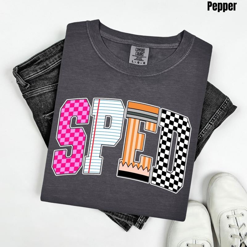 SPED Multi Checker Comfort Colors T-Shirt 'NLB' Hoodie, Sweatshirt | PrintMintTees.com