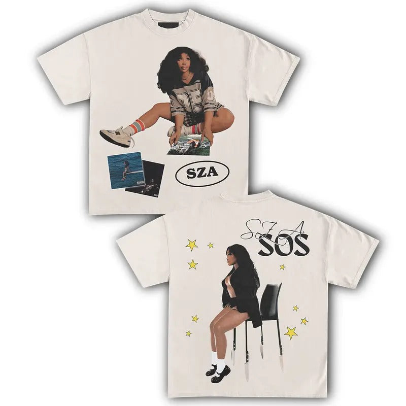SZA GRAPHIC T-Shirt 2 Sides Vintage Rapper Graphic Tee Hip Hop Y2k Merch Men Women Menswear Top Medium Stylish Hoodie...