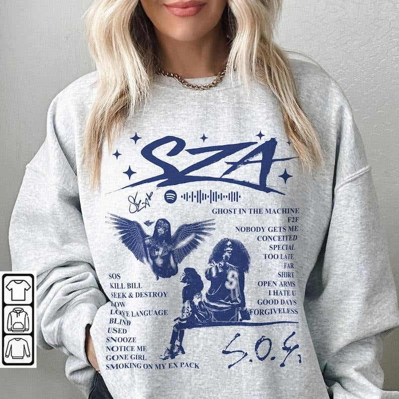 SZA Vintage Sweatshirt,Sza Good Days SOS Album Music Crewneck Sweatshirt Shirt Hoodie | PrintMintTees.com