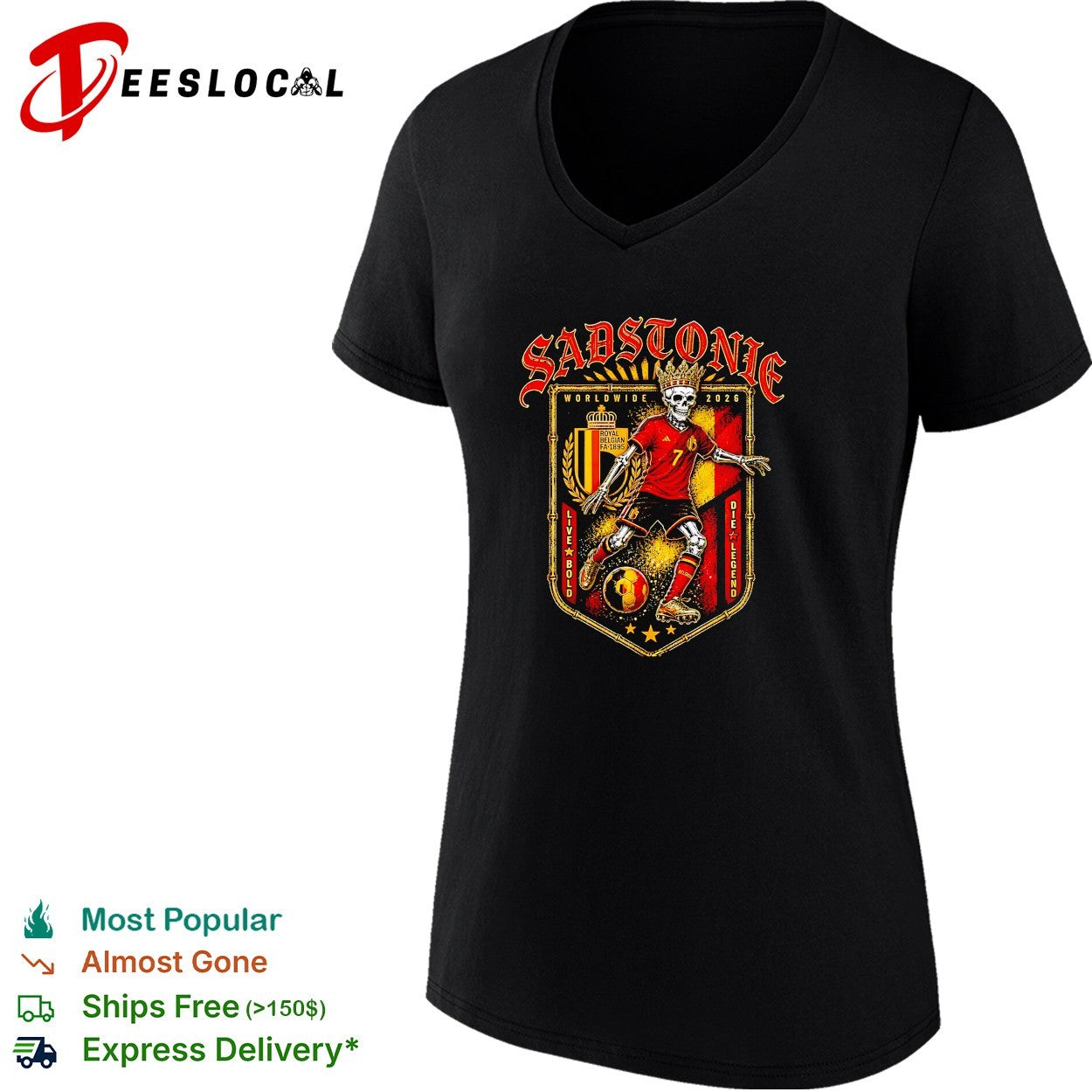 Sadstonie 2026 Belgium skeleton soccer legend shirt