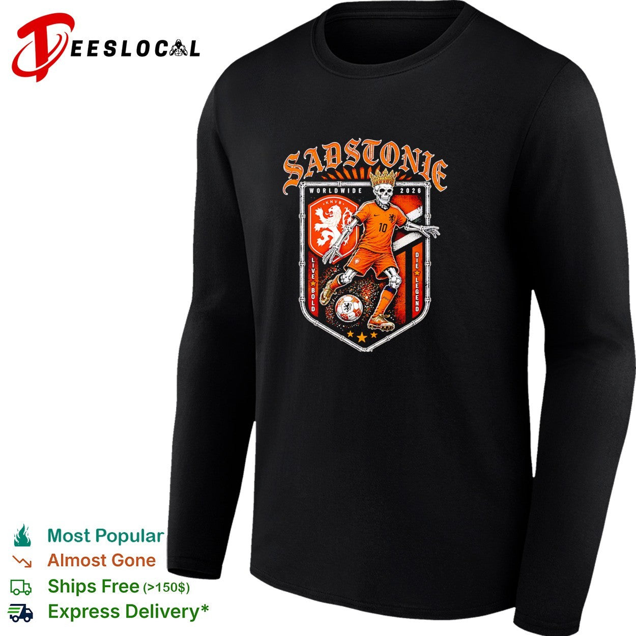 Sadstonie 2026 Netherlands skeleton soccer legend shirt