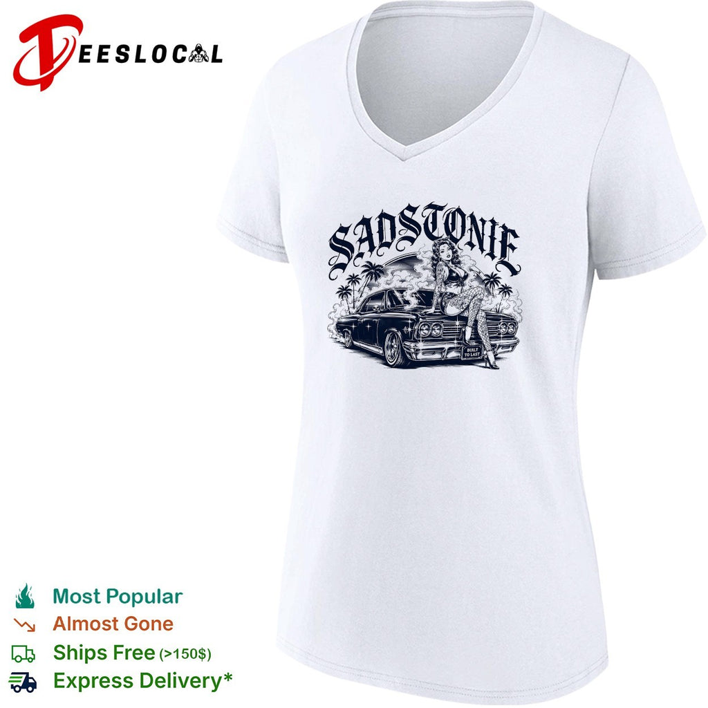 Sadstonie built to last pinup girl classic car shirt
