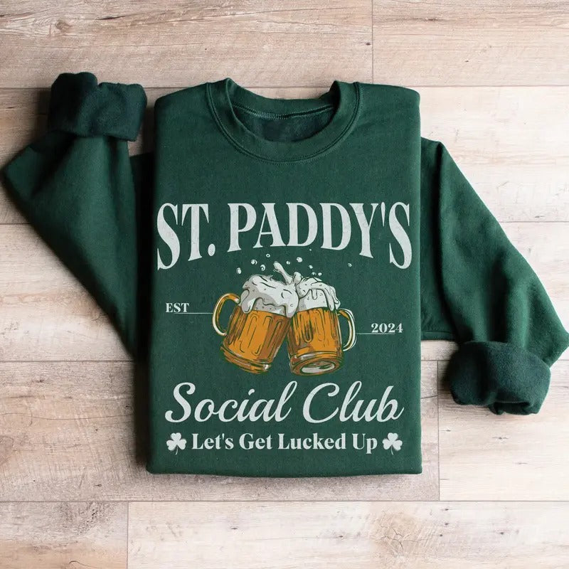 Saint Patricks Day Drinking Team Sweatshirt, 2025 St Patrick's Day Sweatshirt, Retro Shamrock Crewneck, Irish St Paddys...
