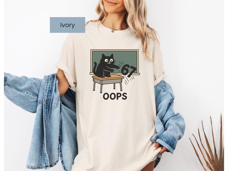 [ Sale Up To 30%] Funny Anti 67 Teacher Shirt, Six Seven Shirt, 6-7 Teacher Meme Tee, Cute Cat Teacher Shirt Hoodie...