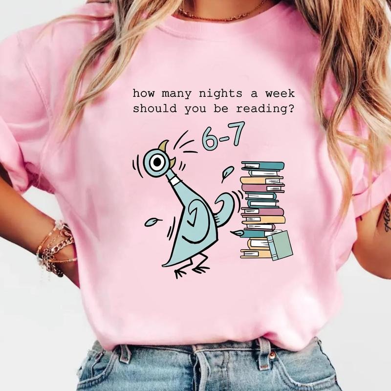 [ Sale Up To 30%] How Many Nights A Week Should You Be Reading 6-7 PNG,Pigeon Elephant Piggie Children's Books T-shirt...