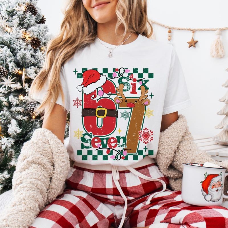 [ Sale Up To 30%] Retro Six Seven Christmas Shirt, 67 Meme Shirt, 67 Christmas Shirt, Christmas 67 Meme Tee, Six Seven...