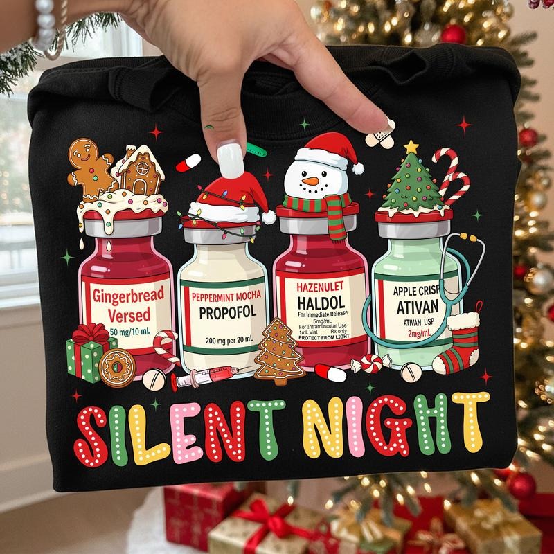 [ Sale Up To 30%] Silent Night Christmas Nurse T-shirt, Medical Christmas Shirt, Er Nurse, ICU Nurse Christmas,Festive...