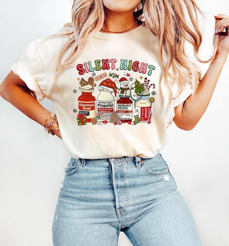 [ Sale Up To 30%] Silent Night ICU Nurse Christmas  tshirt, Medical Shirt Hoodie Sweatshirt | PrintMintTees.com