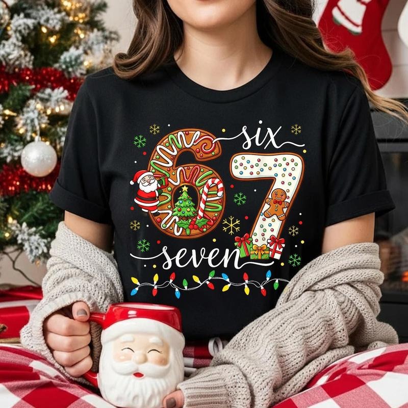 [ Sale Up To 30%] Six Seven Meme Christmas  Santa  tshirt, Viral Funny 6 7 Christmas Shirt Hoodie Sweatshirt