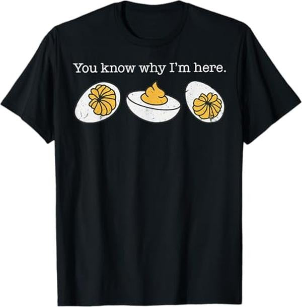 Retro Thanksgiving You Know Why I'm Here Deviled Egg T-Shirt - Unisex-Adults & Kids Hoodie Sweatshirt | PrintMintTees.com