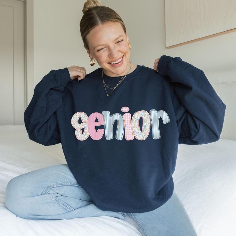 Coquette Preppy Senior Sweatshirt, Grandmillenial Patch Crewneck, Class of 2026 Gift Fit Hoodie Shirt | PrintMintTees.com