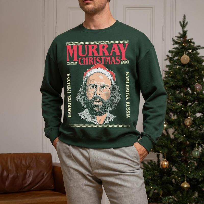 [ Sale Up To 40%] Stranger Christmas Sweatshirt, Funny Murray Hawkins Ugly Xmas Sweater Shirt Hoodie | PrintMintTees.com