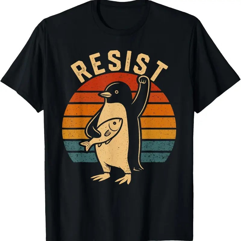 Resist Penguins T-Shirt Penguins Protest Against Tariffs T-Shirt Men Women Hoodie Sweatshirt | PrintMintTees.com