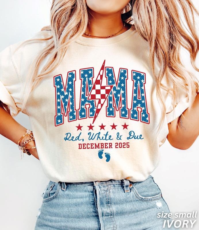 Sale Up To 70% - 4th of July Pregnancy Announcement Shirt, American Mama, Red White and Due, Patriotic Maternity Tee,...