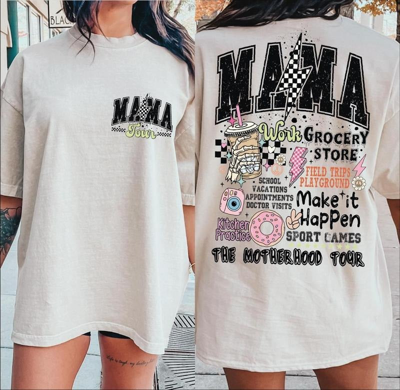 Sale Up To 70% - Mama World Tour Shirt 2 Sides Shirt, Funny Mom Life Graphic Tee