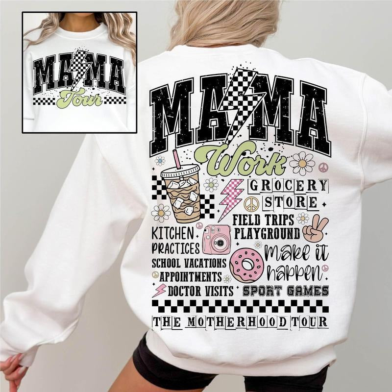 Sale Up To 70% - The Motherhood Tour Shirt 2 Sides Sweatshirt, Funny Mom Life Graphic Tee