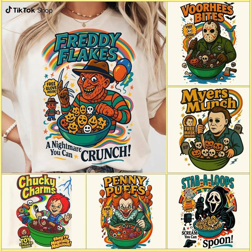 Funny Halloween Graphic T-Shirt, Trendy Graphic Shirt for Horror Fans, Scary Halloween T-Shirt, Halloween Shirt, Horror...