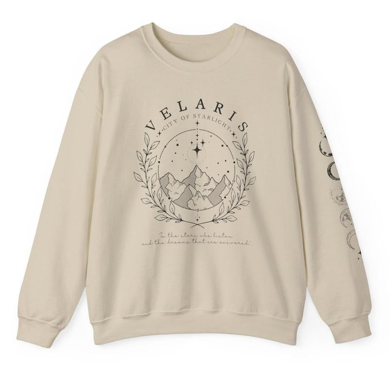 [Made In USA][Tax-Free ] Velaris Sweatshirt, with sleeve print, ACOTAR merch, Sarah J Maas, City of Starlight sweater,...