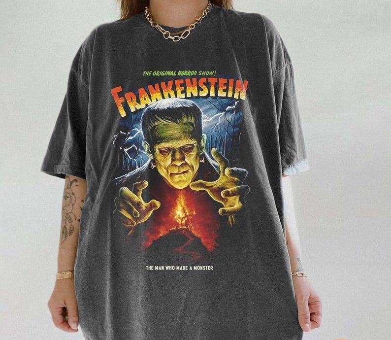 Classic Movie Frankenstein T-Shirt, Gift For Women and Men Graphic Unisex T-Shirt, Cotton Fabric Tee Hoodie Sweatshirt