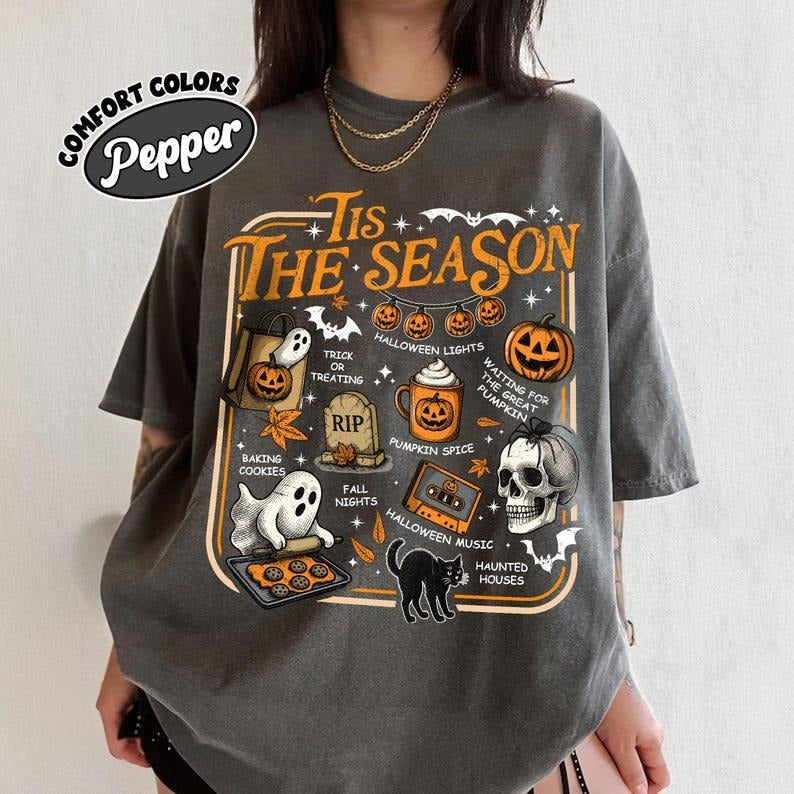Comfort Color Halloween Tis the Season , Trendy Halloween,Cute Halloween T-Shirt, Hoodie Sweatshirt | PrintMintTees.com