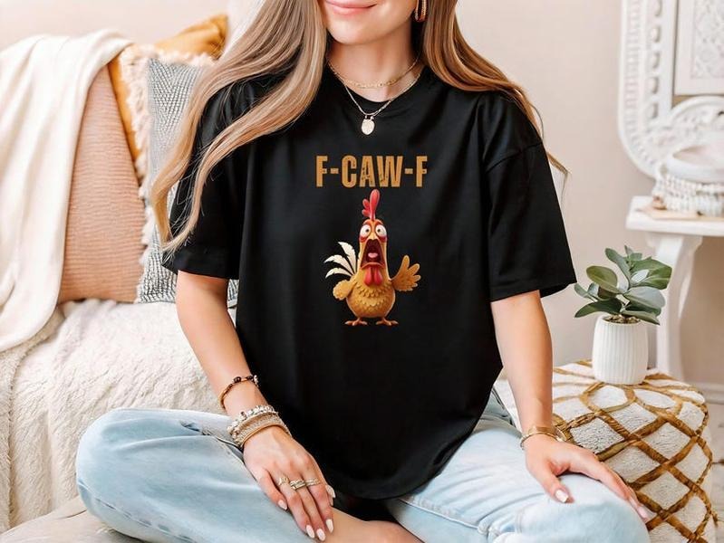 Funny Chicken F-CAW-F Shirt, Rooster Humor Meme Tee,Silly Farm Animal Graphic Top, Birthday Gift for Men Women Hoodie...