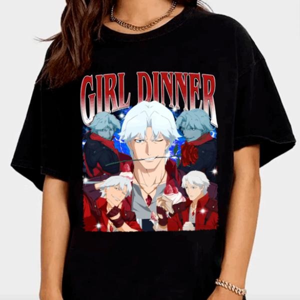 Girl Dinner Dante T-Shirt, Vintage Dante Devil May Cry Shirt Hoodie Sweatshirt | PrintMintTees.com