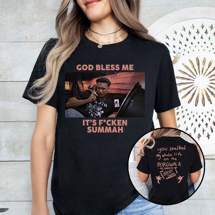 God Bless Me It's Summah 2 side T-Shirt,Summer Party Fan T-Shirt, Gift For Women and Man Hoodie Sweatshirt