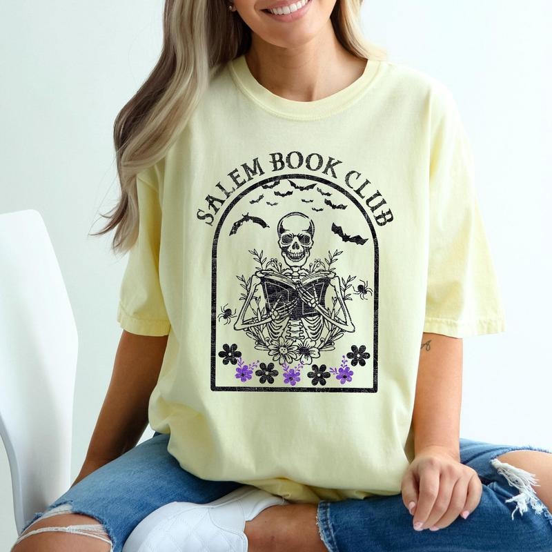 Salem Book Club, Funny Skeleton, Retro, Aesthetic, Vintage, Comfort Colors Tshirt, Women's Crew Neck, Crewneck Hoodie...