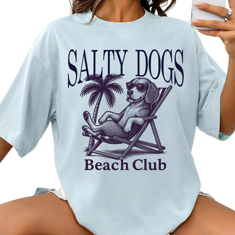 Salty Dogs Beach Club Beagle Shirt ~ Unisex Apparel Relaxed Fit Printed In The USA Clothing Womenswear Casual Comfort...