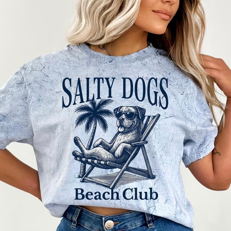 Salty Dogs Beach Club Boxer Shirt ~ Unisex Apparel Relaxed Fit Printed In The USA Clothing Womenswear Casual Comfort...
