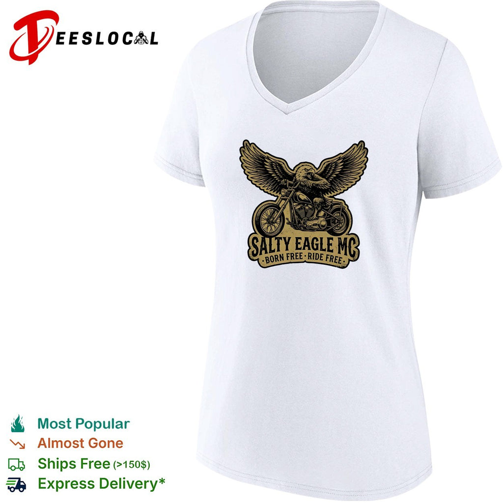 Salty Eagle MC born free ride free shirt