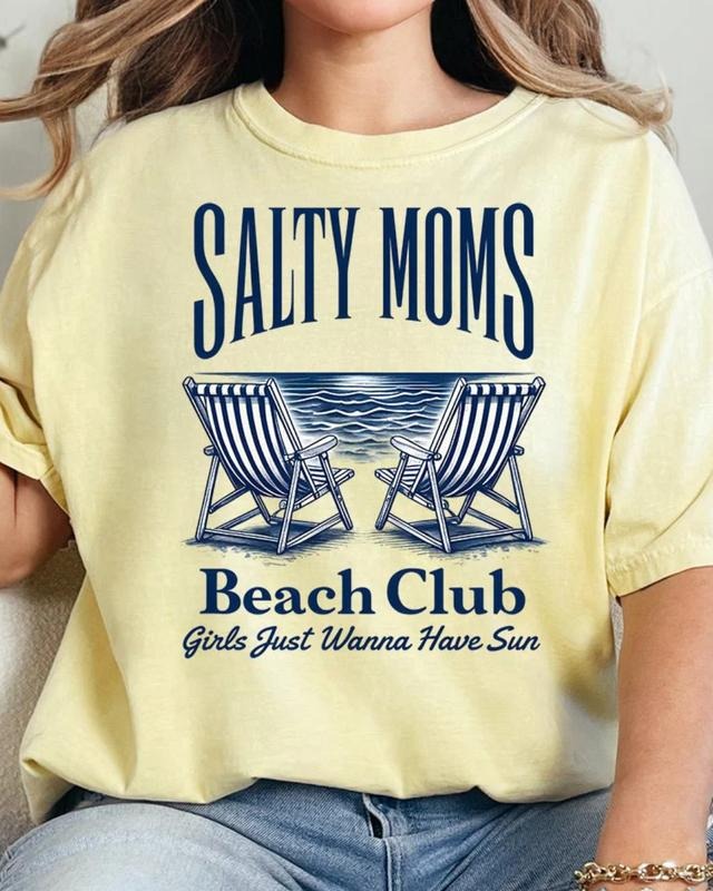Salty Moms Beach Club Comfort Colors Adult Ring-Spun Cotton Tee unisex short sleeve tee Graphic Print T-Shirt Hoodie...