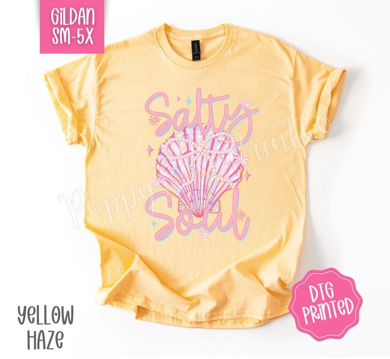 Salty Soul Gildan Tshirt, Cute Summer Shirt, Girly Beach Tee Hoodie Sweatshirt | PrintMintTees.com