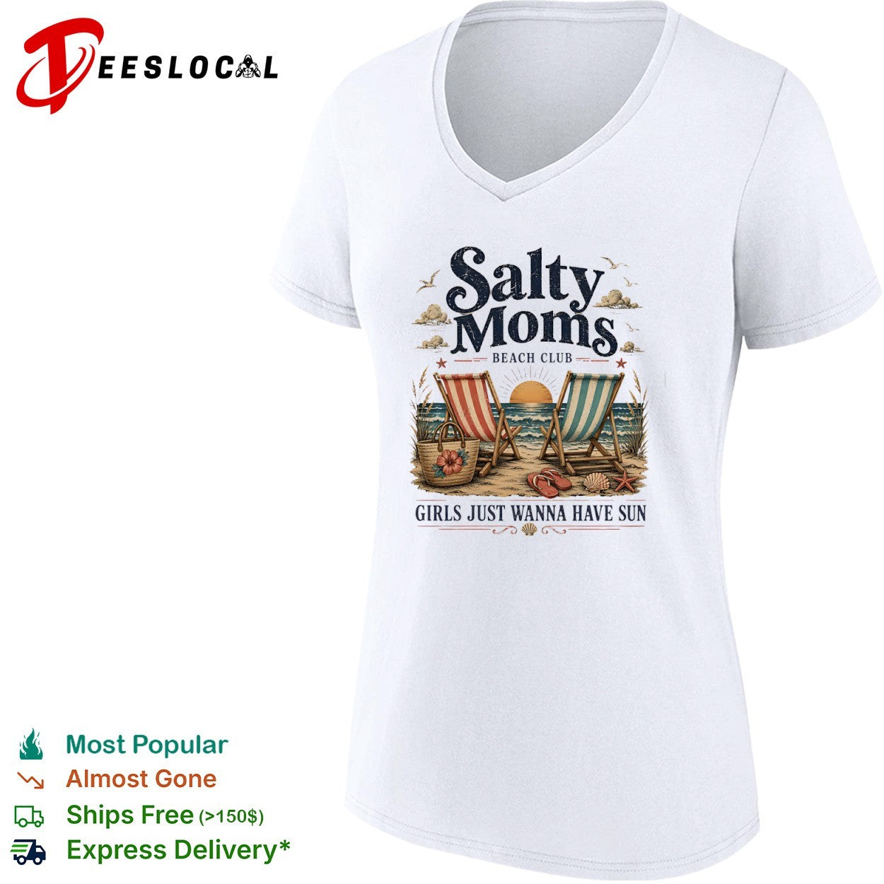 Salty moms beach club girls just wanna have sun chairs shirt